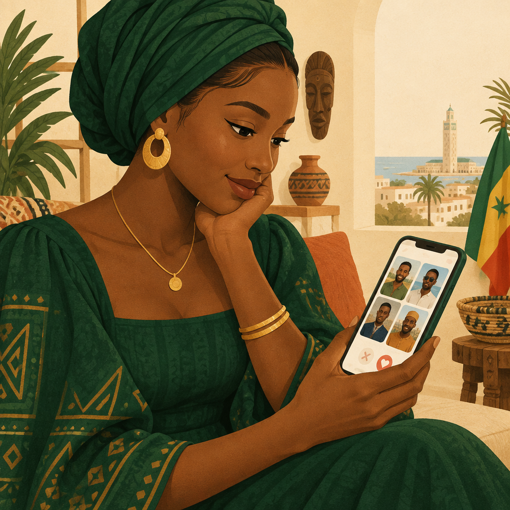 Une jeune femme sénégalaise découvre des profils sur SuturaLove