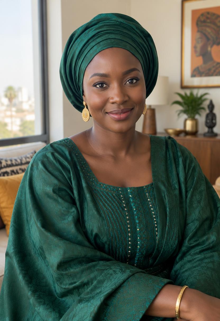 Portrait d'une femme sénégalaise en tenue verte