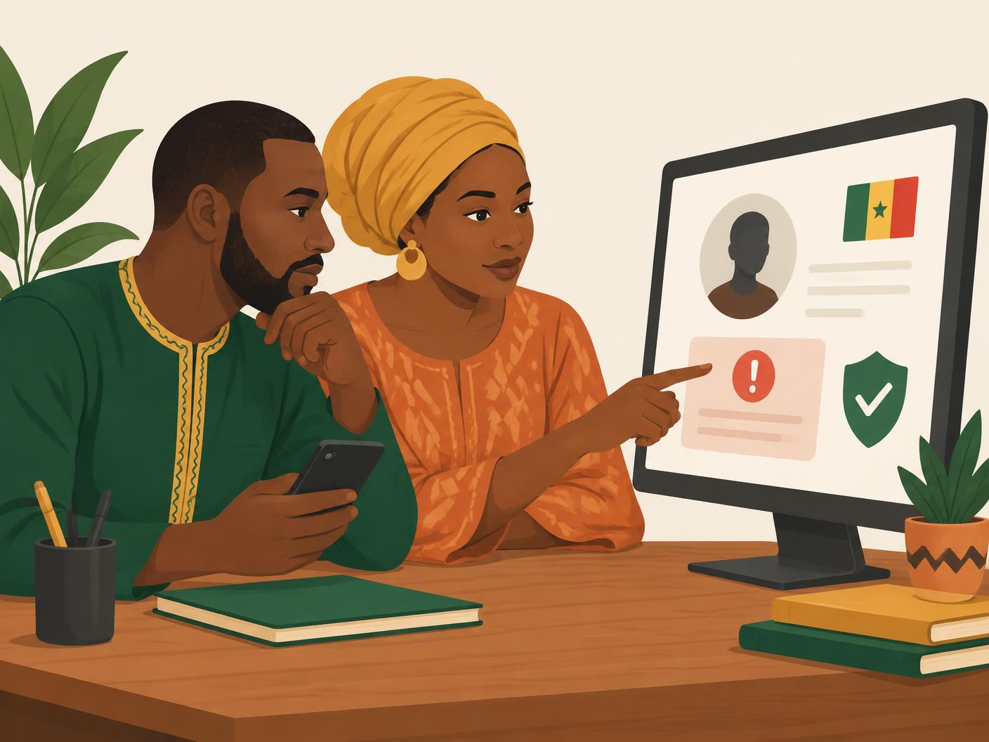 Deux modérateurs à Dakar examinent un profil signalé sur un grand écran